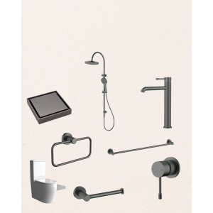 IKON Linie Fluted Gunmetal Bathroom package