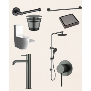 Zeda Gunmetal Round Bathroom package