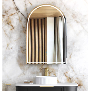 Archie LED Shaving Cabinet Black Oak