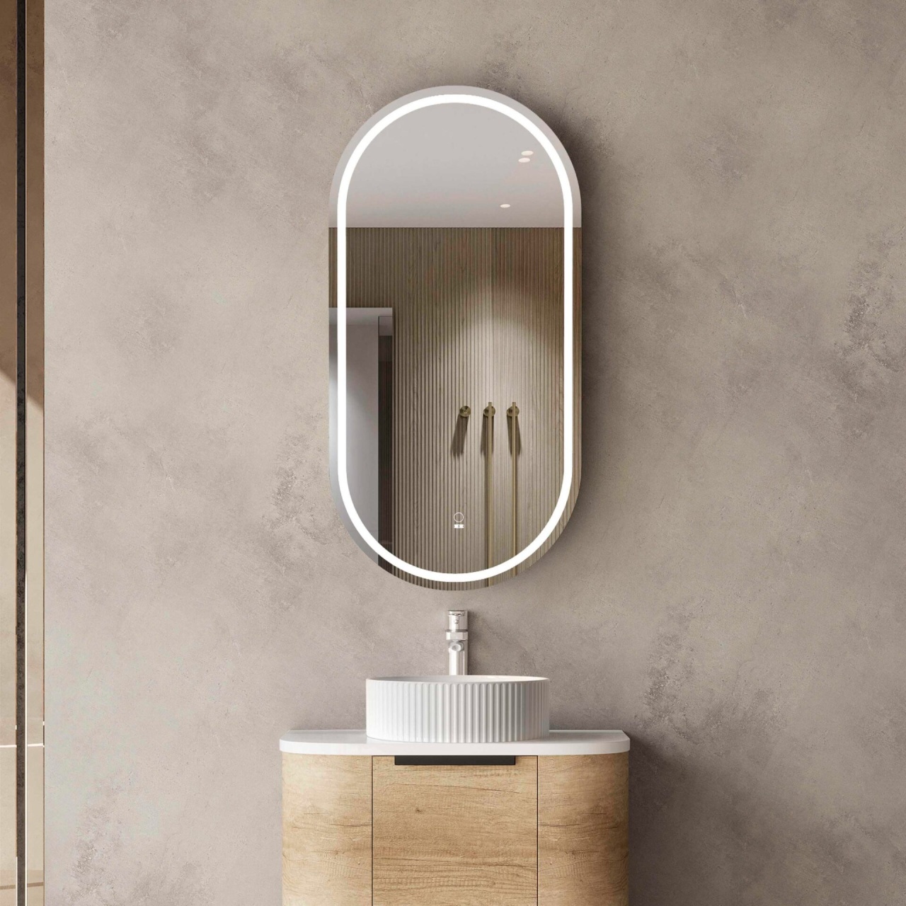 LED Noosa 900x450 Natural Oak Shaving Cabinet - Premium Edition