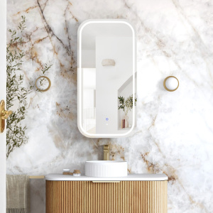 Soft Square LED Shaving Cabinet Woodland Oak