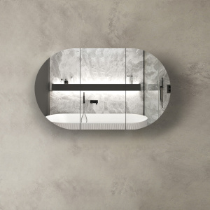 Bondi 1200x750 Black Oak Shaving Cabinet