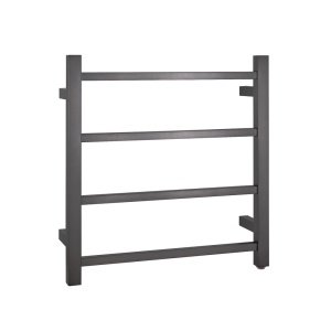 Square Brushed Gun Metal Grey Electric Heated Towel Rack 4 Bars