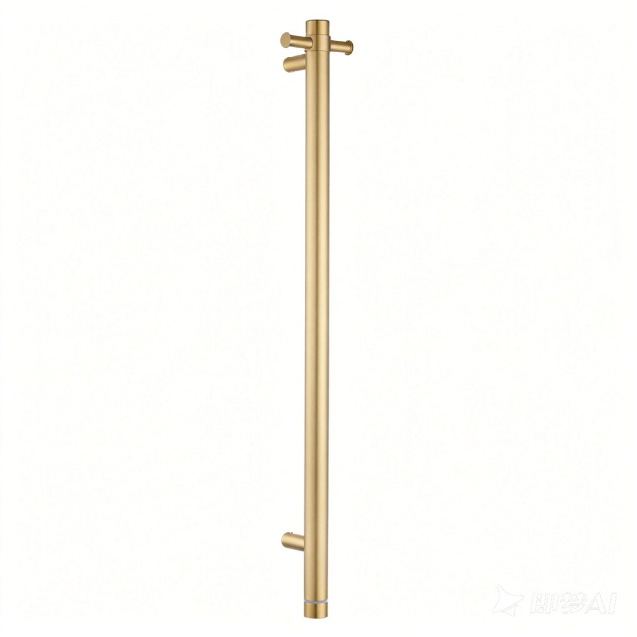 Round Vertical Brushed Brass Electric Heated Towel Rack Single Bar