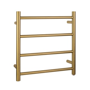 Round Brushed Brass Electric Heated Towel Rack 4 Bars