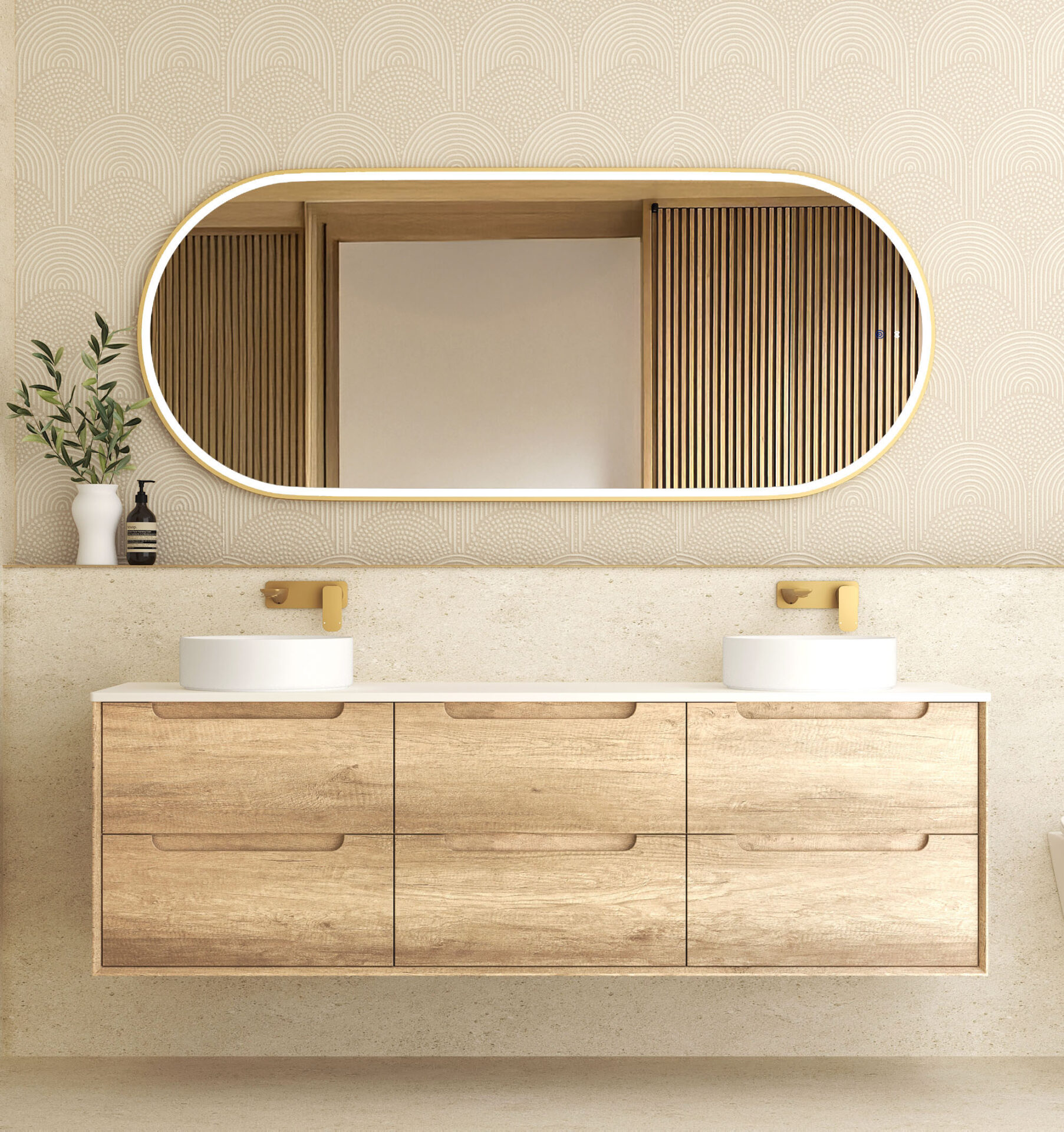 Byron Oak Wall Hung Vanity 180mm