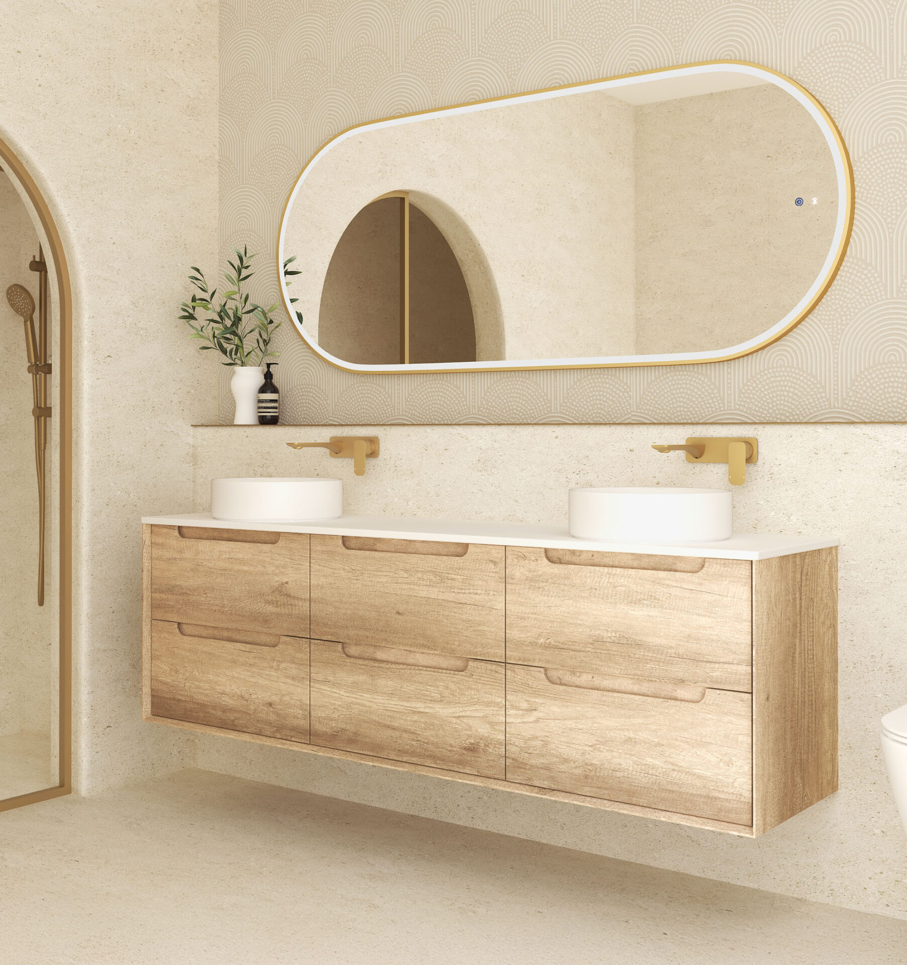 Byron Oak Wall Hung Vanity 180mm - Image 2