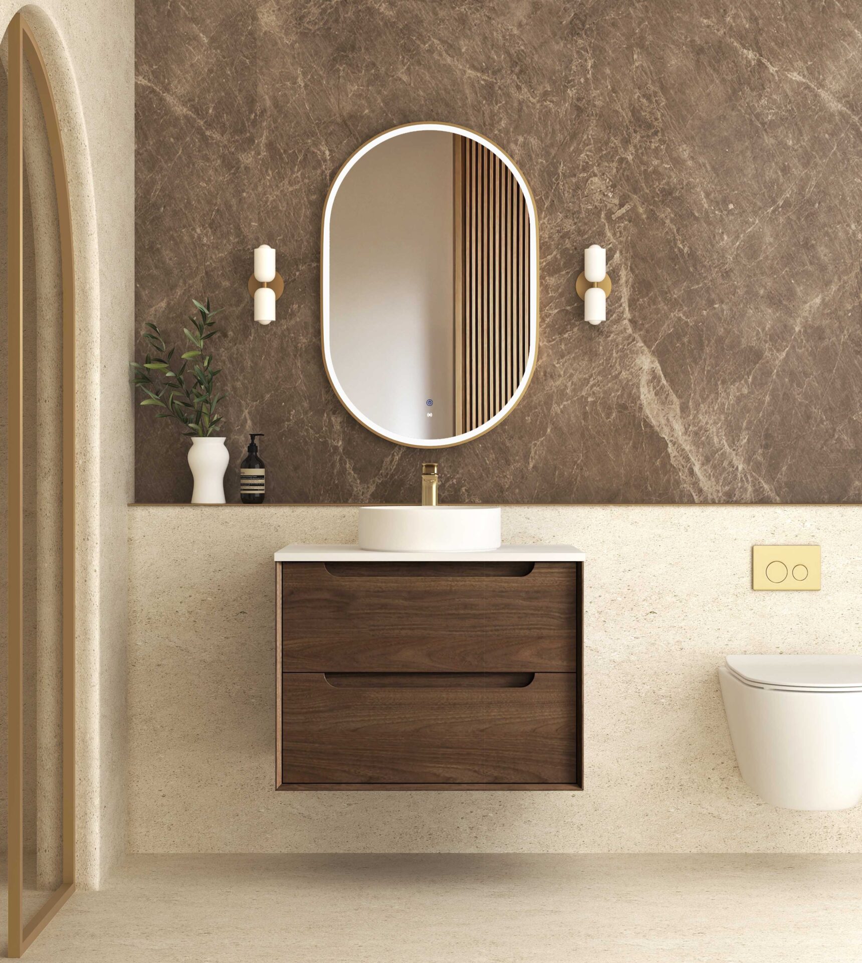 Byron Sable Walnut Wall Hung Cabinet 750mm