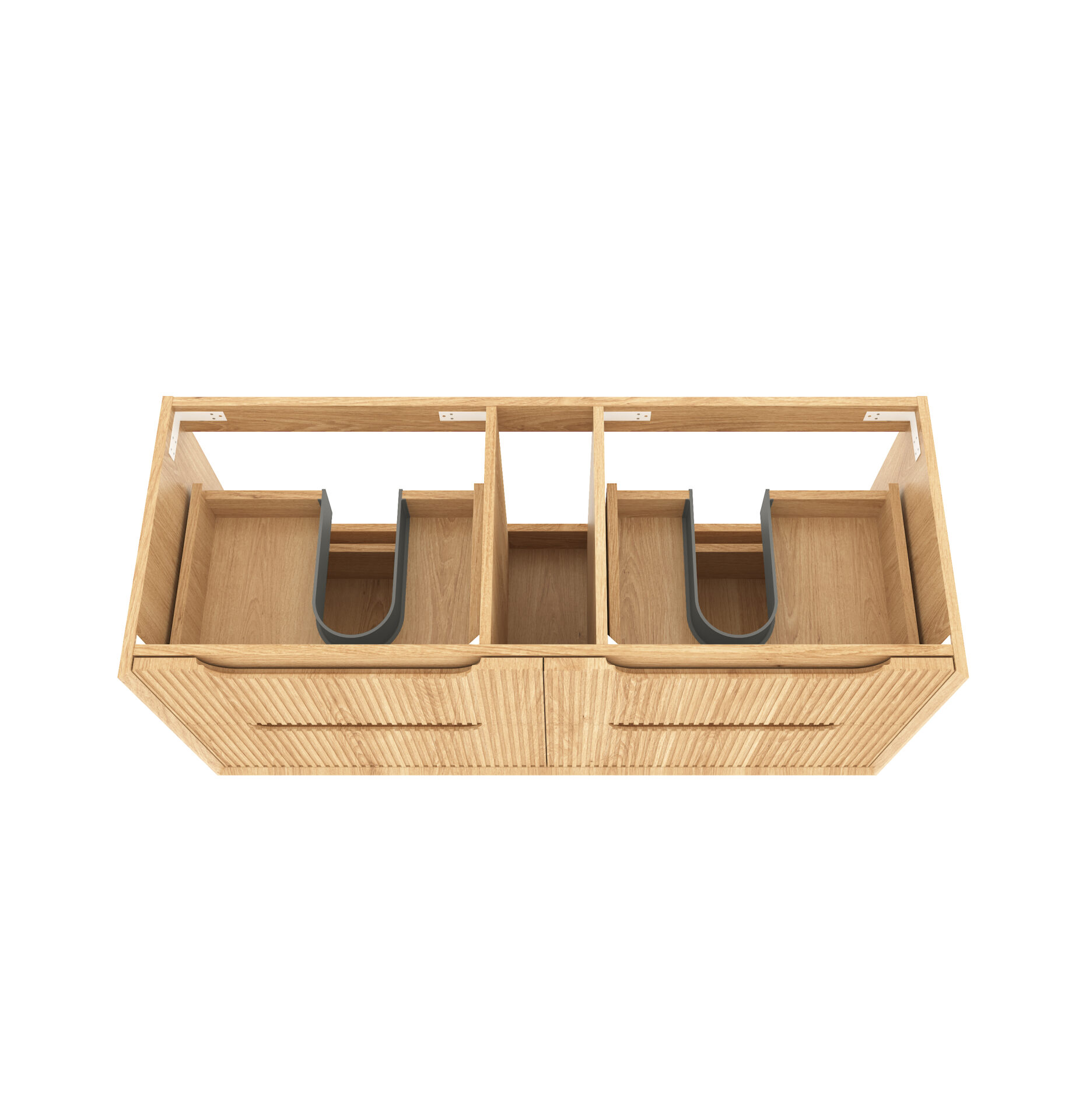 Byron Fluted Woodland Oak Four Drawer Wall Hung Vanity 1200mm - Image 3