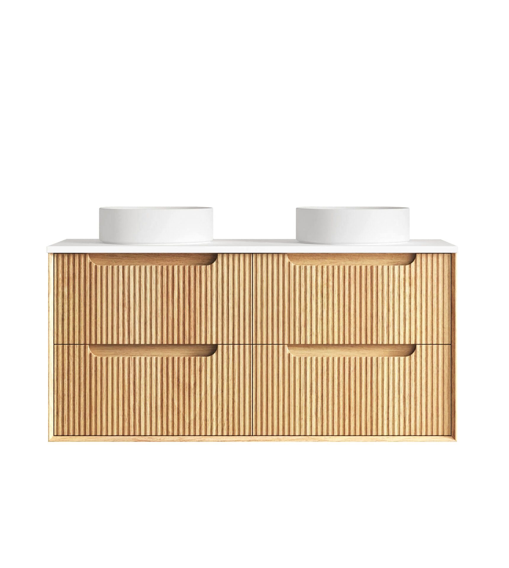 Byron Fluted Woodland Oak Four Drawer Wall Hung Vanity 1200mm