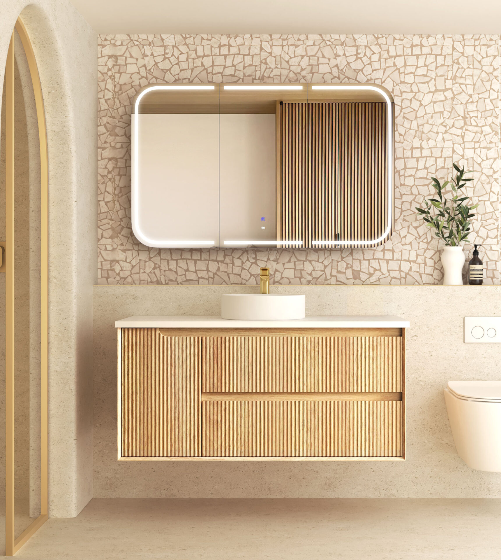Byron Fluted Woodland Oak Wall Hung Cabinet 1200mm - Image 5