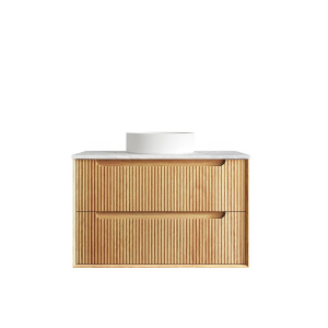 Byron Fluted Woodland Oak Wall Hung Vanity 900mm