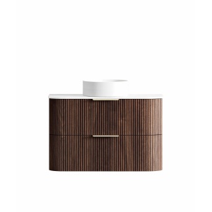 Havana Fluted Wall Hung Curved Vanity 900mm