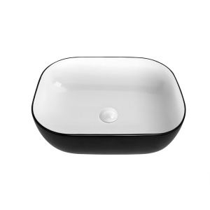 Artis O'96 455x325x135 Matte Black & Gloss White Oval Basin Ultra Slim
