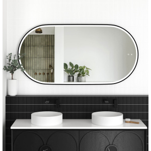 LED Noosa 1500x750 Black Metal Frame Mirror