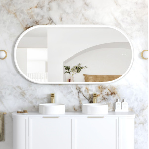 LED Noosa 1500x750 White Metal Frame Mirror
