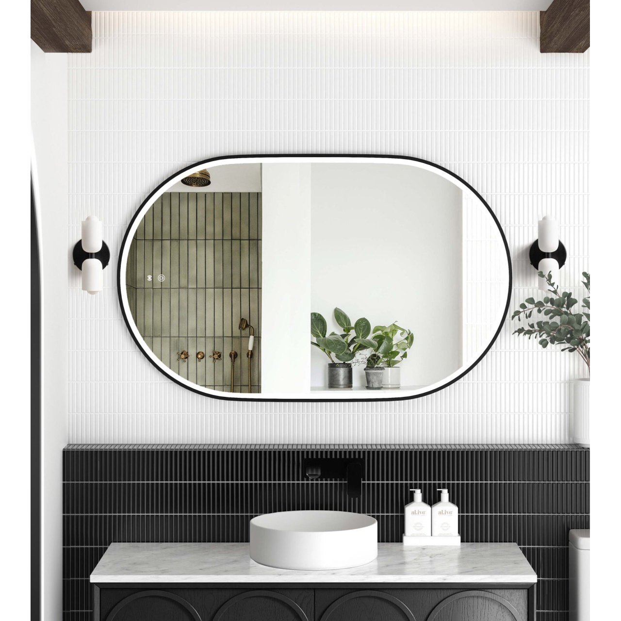LED Noosa 900x600 Black Metal Frame Mirror