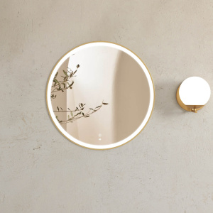 LED Bondi 800mm Gold Metal Round Frame Mirror