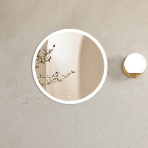 LED Bondi 800mm White Metal Round Frame Mirror