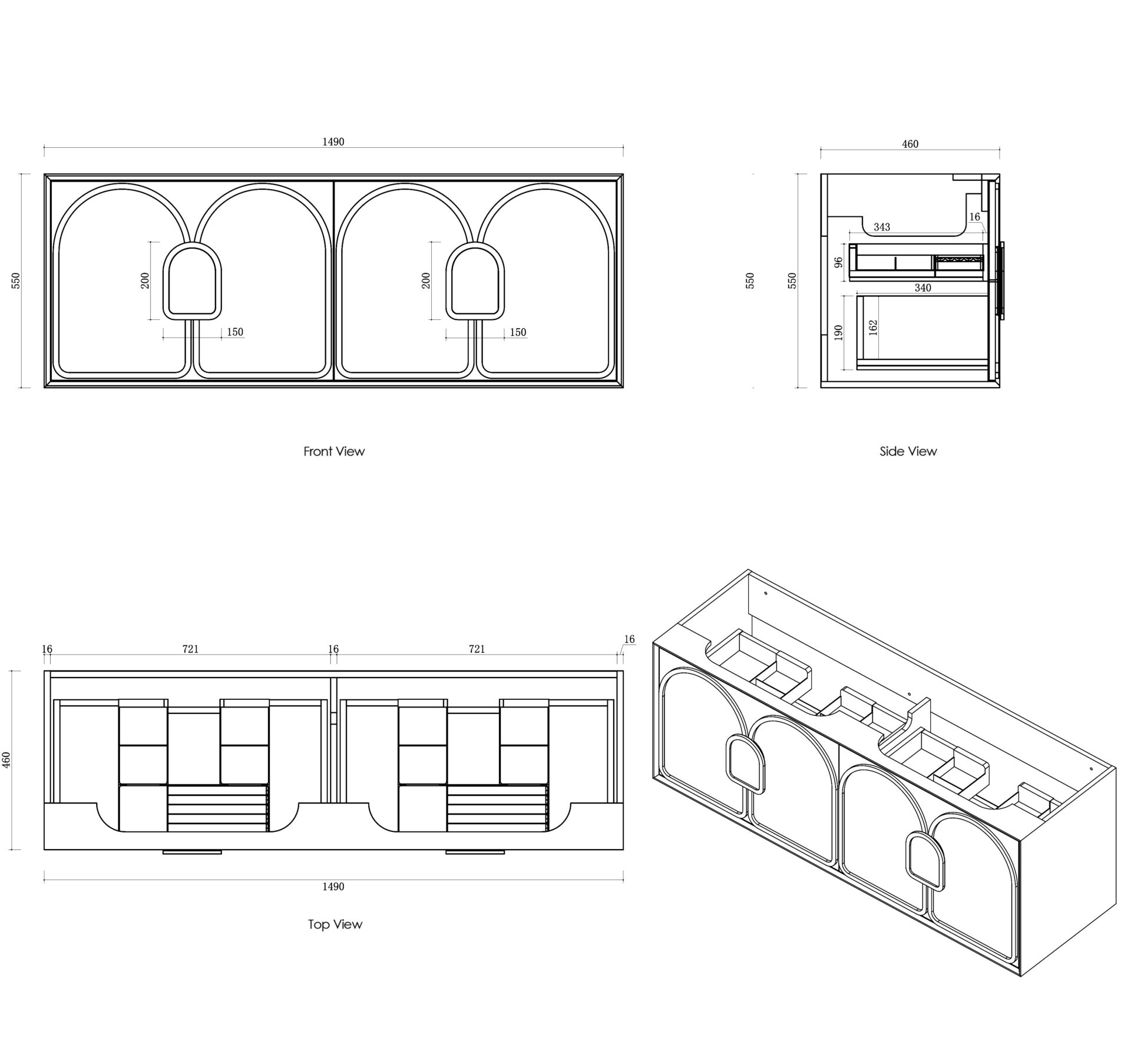Laguna Mark II Wall Hung Vanity 1500mm - Image 13