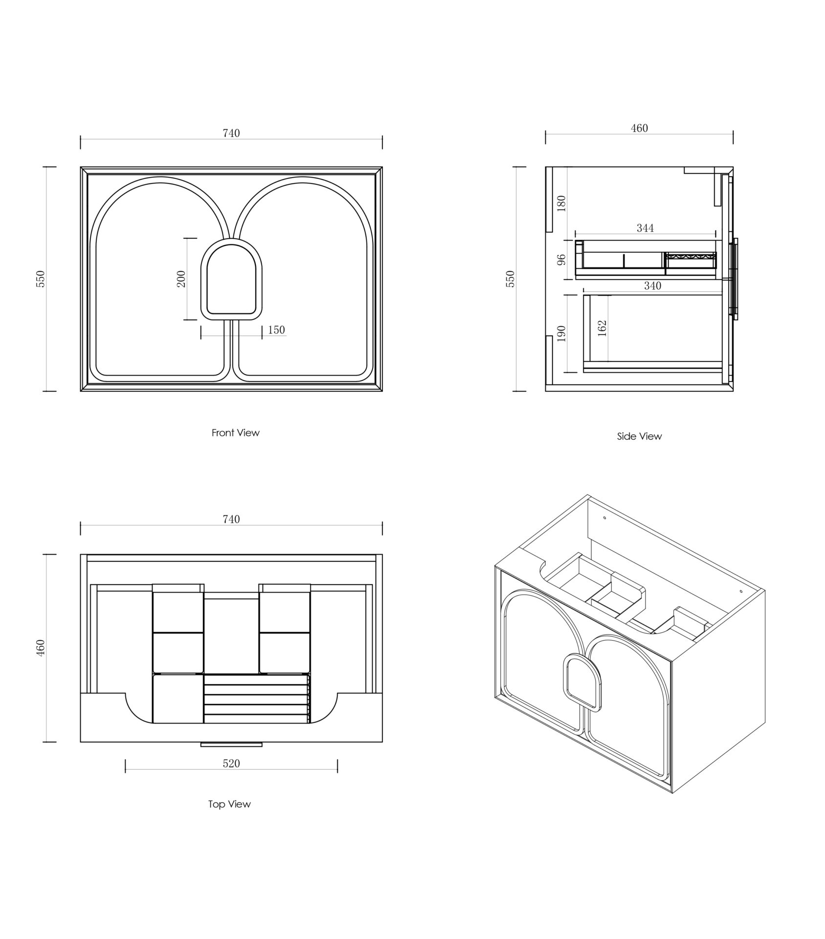Laguna Mark II Oak Wall Hung Vanity 750mm - Image 13