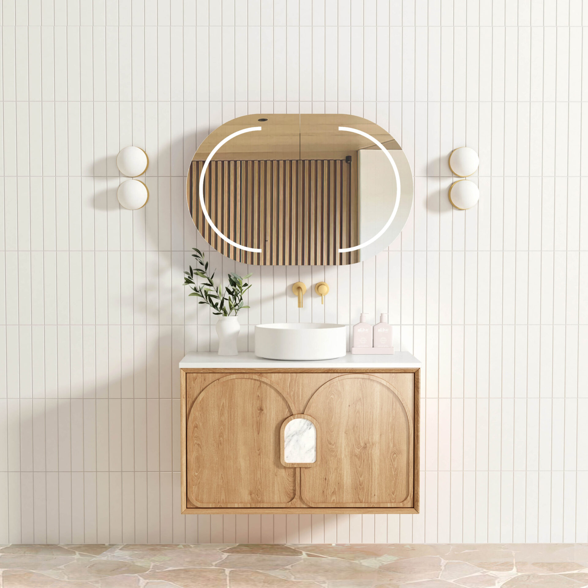 Laguna Mark II Oak Wall Hung Vanity 900mm - Image 3
