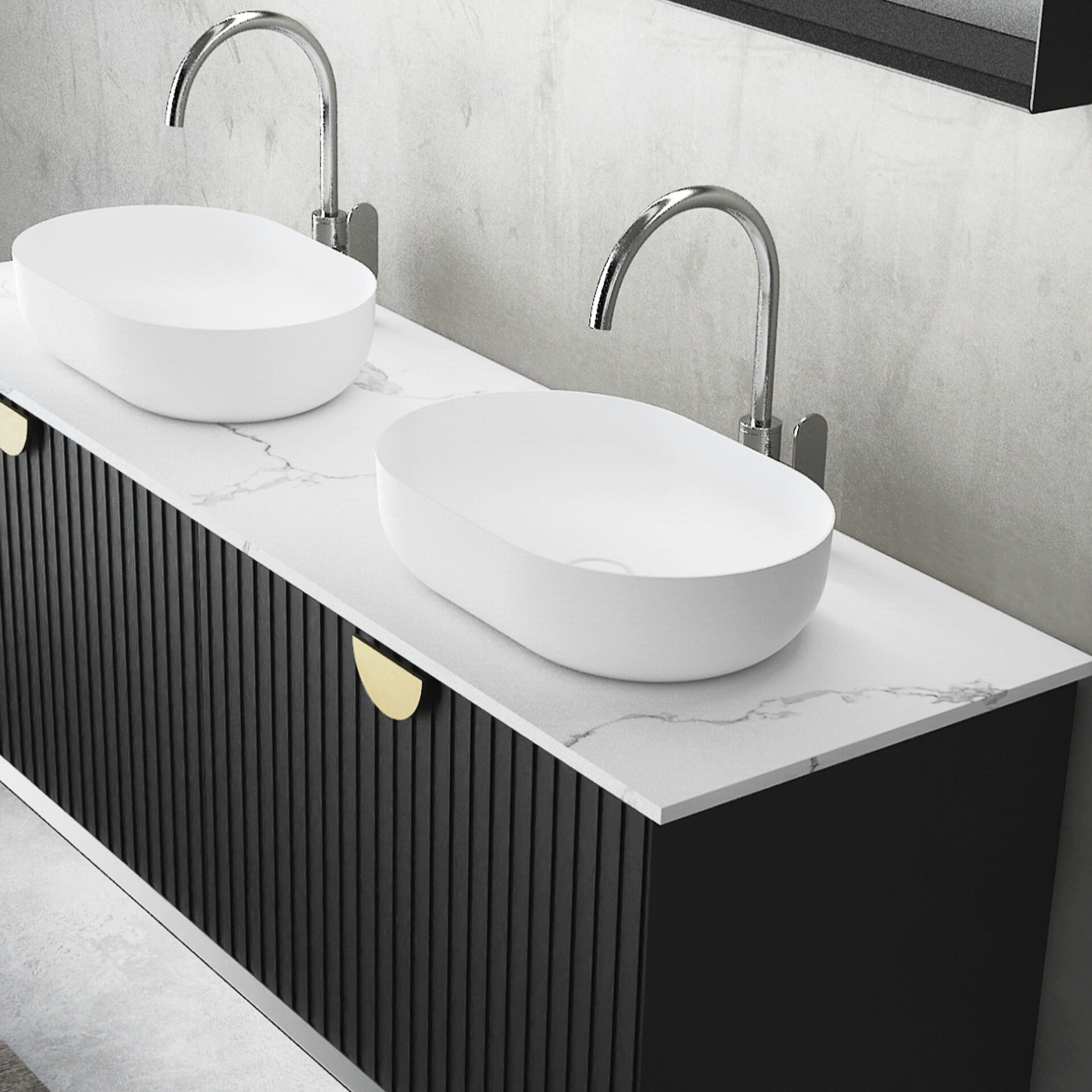 Marlo Matte Black Wall Hung Cabinet 1500mm - Image 3