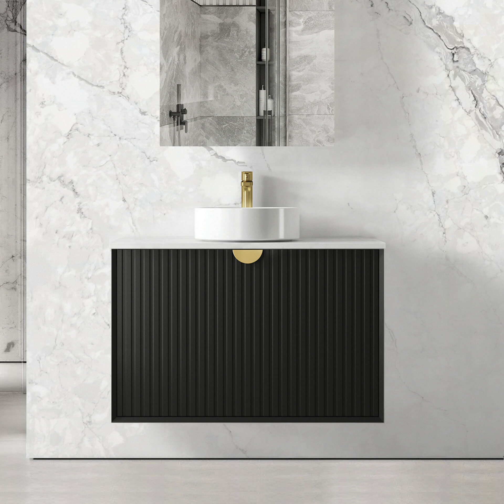 Marlo Matte Black Wall Hung Cabinet 900mm - Image 2