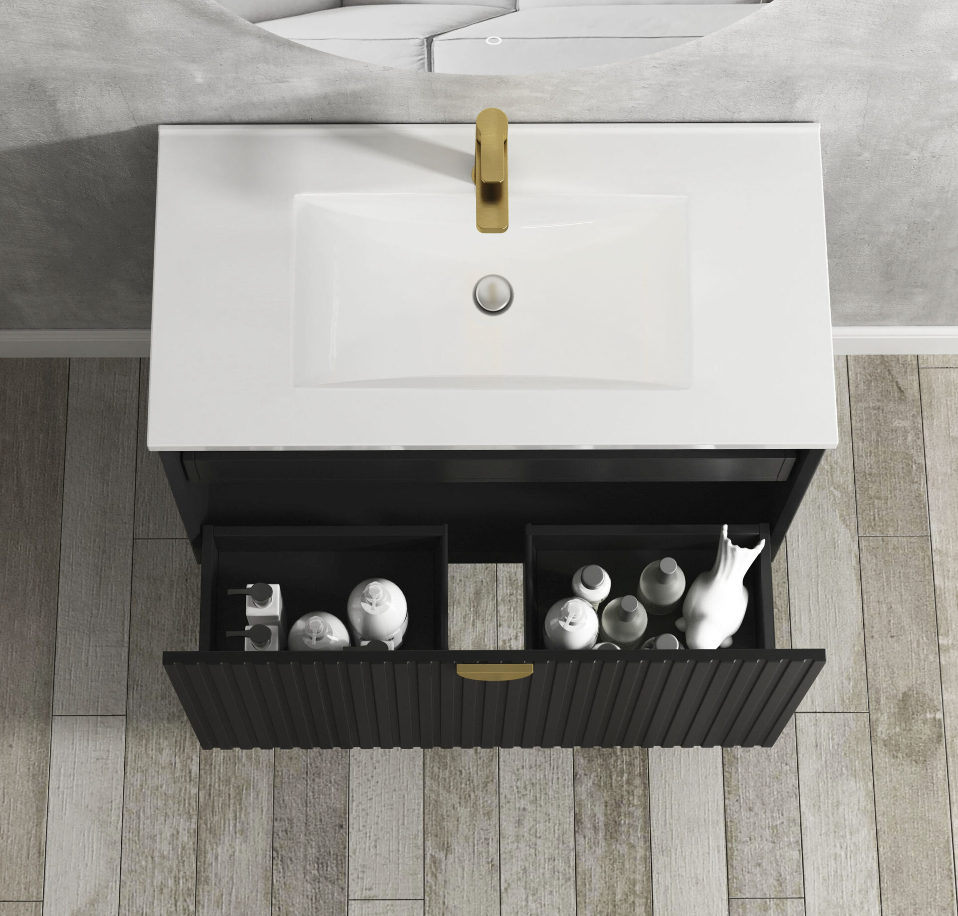 Marlo Matte Black Wall Hung Cabinet 900mm - Image 3