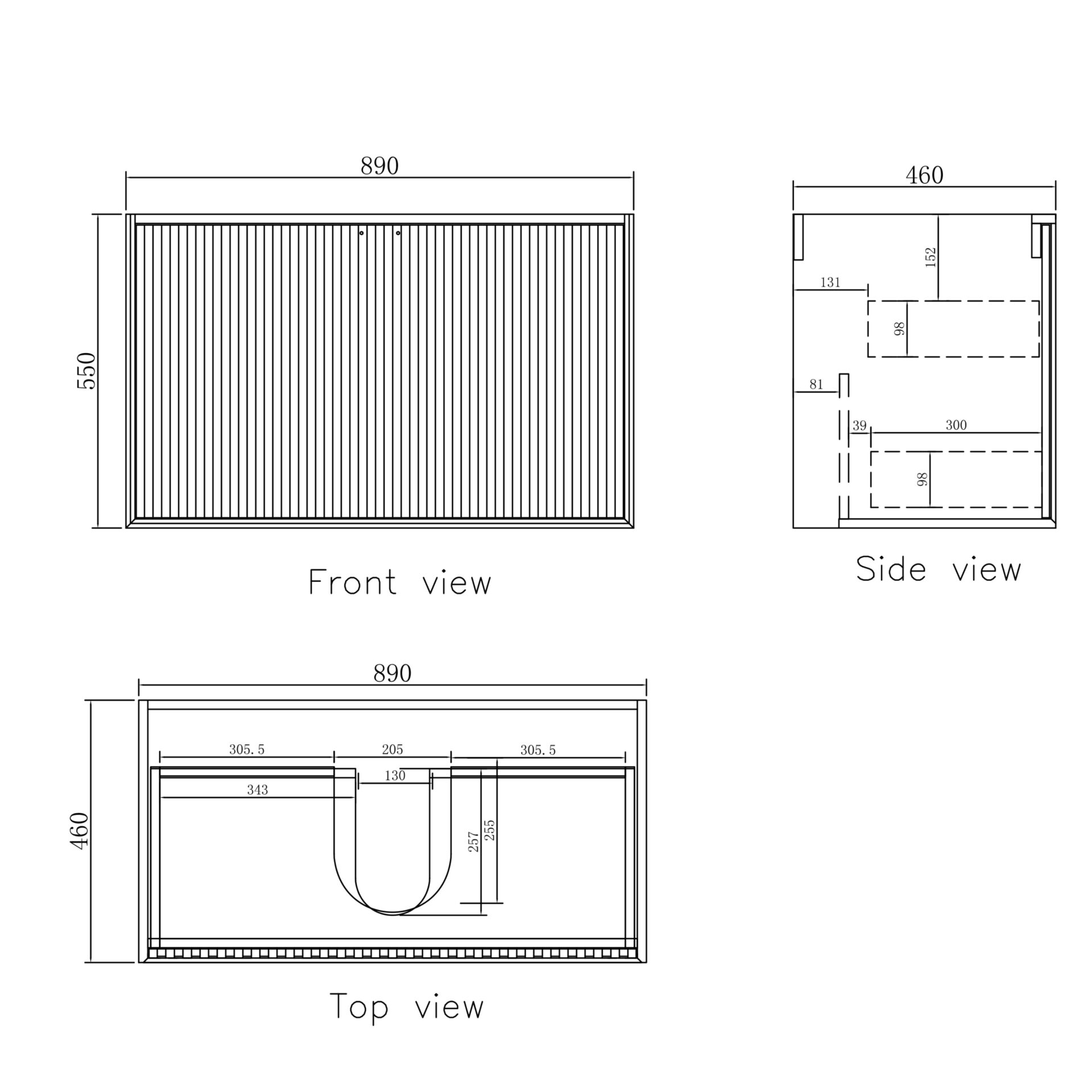 Marlo Matte Black Wall Hung Cabinet 900mm - Image 16