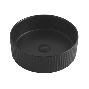 Marlo Round 400x400x125 Matte Black Fluted Basin