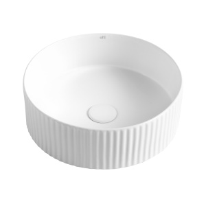 Marlo Round 400x400x125 Matte White Fluted Basin