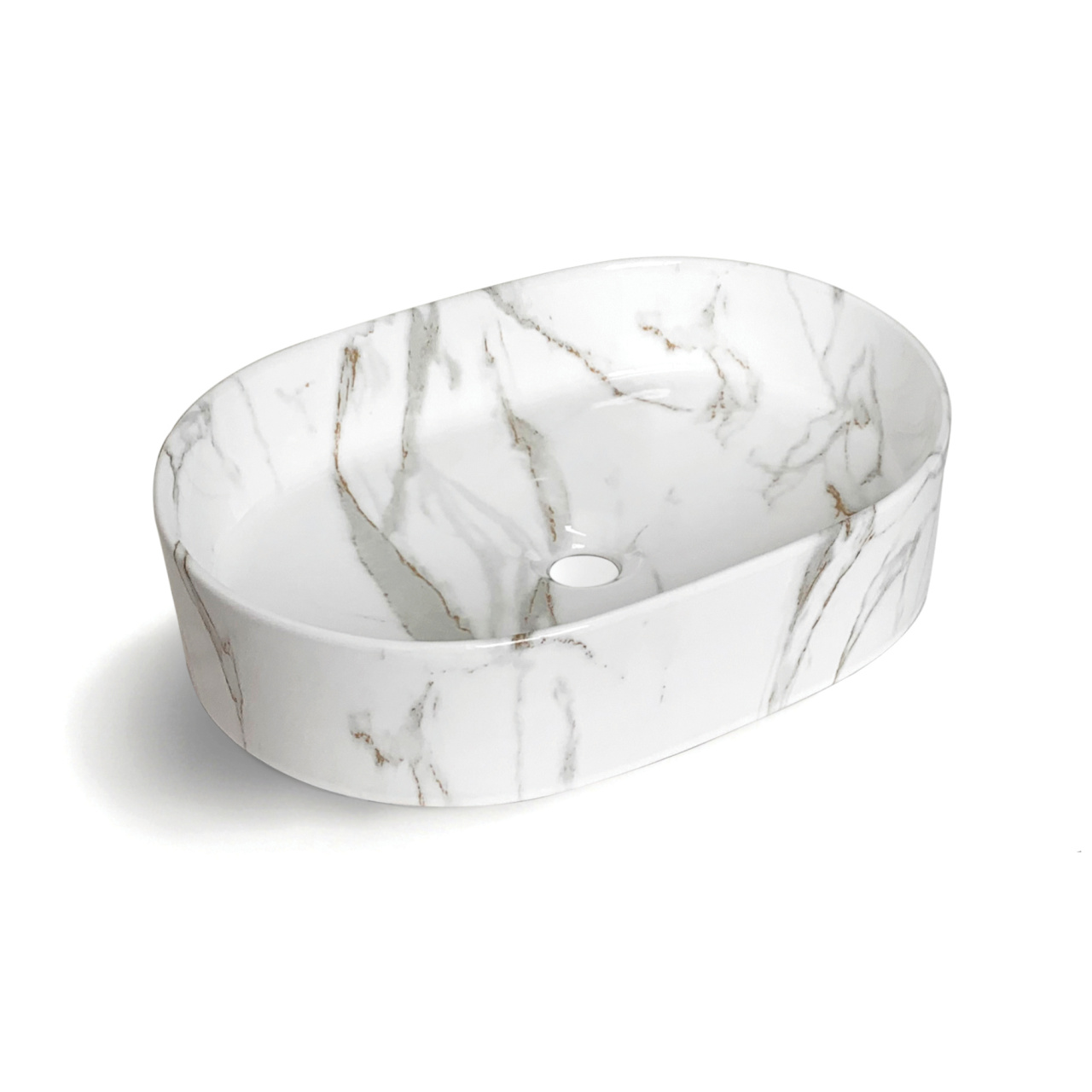 Quay Oval 500x340x120 Gloss Carrara Basin