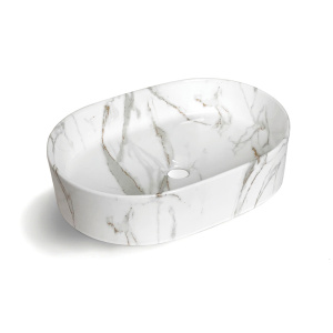 Quay Oval 500x340x120 Gloss Carrara Basin