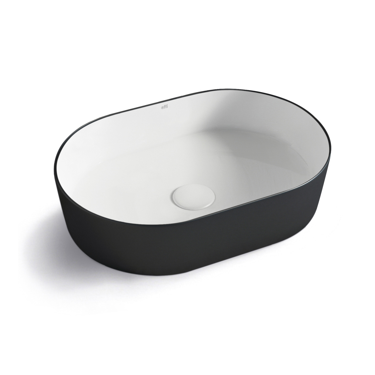 Quay Oval 500x340x120 Matte Black & Gloss White Basin