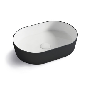 Quay Oval 500x340x120 Matte Black & Gloss White Basin