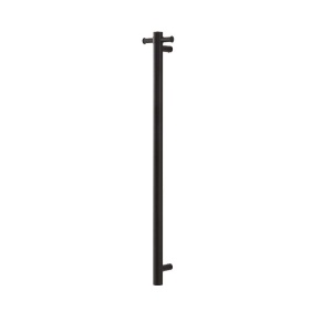 Round Vertical Matte Black Electric Heated Towel Rack Single Bar