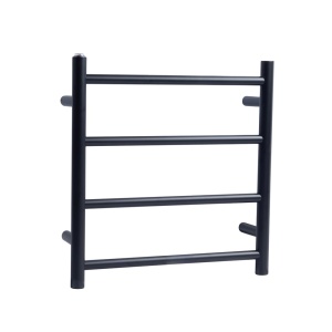 Round Black Electric Heated Towel Rack 4 Bars