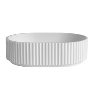 Celine Oval Fluted Solid Surface 480x345x140 Matte White Basin NF