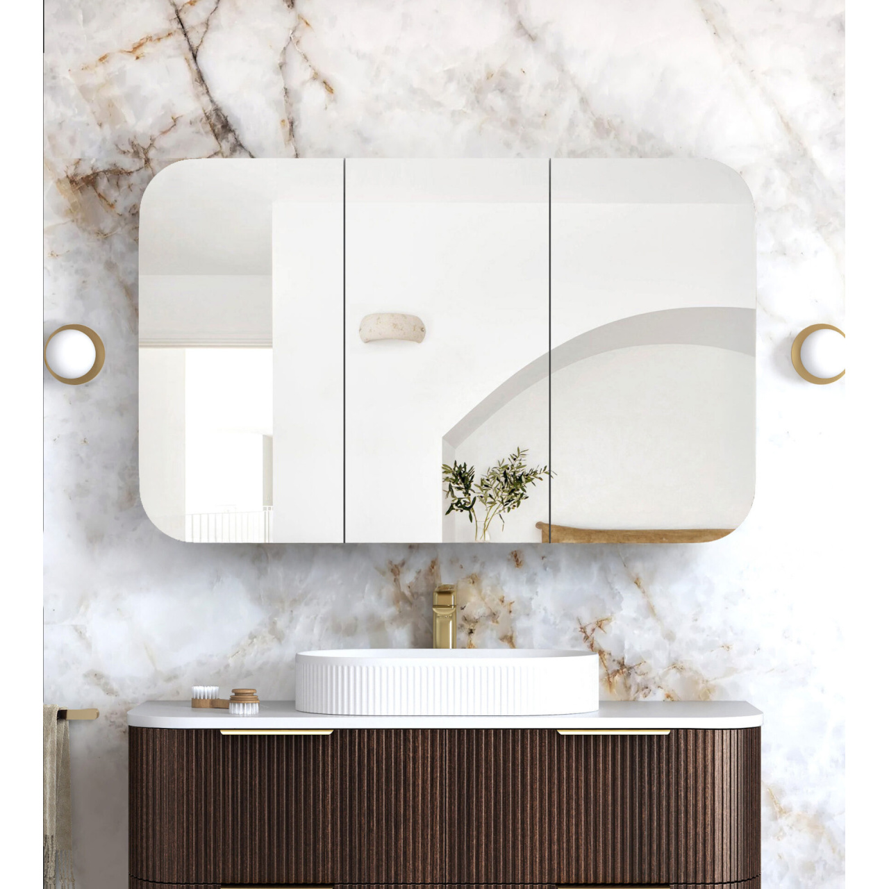 Newport 1200x750 Sable Walnut Shaving Cabinet