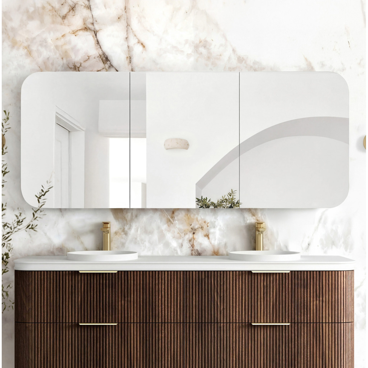 Newport 1800x750 Sable Walnut Shaving Cabinet
