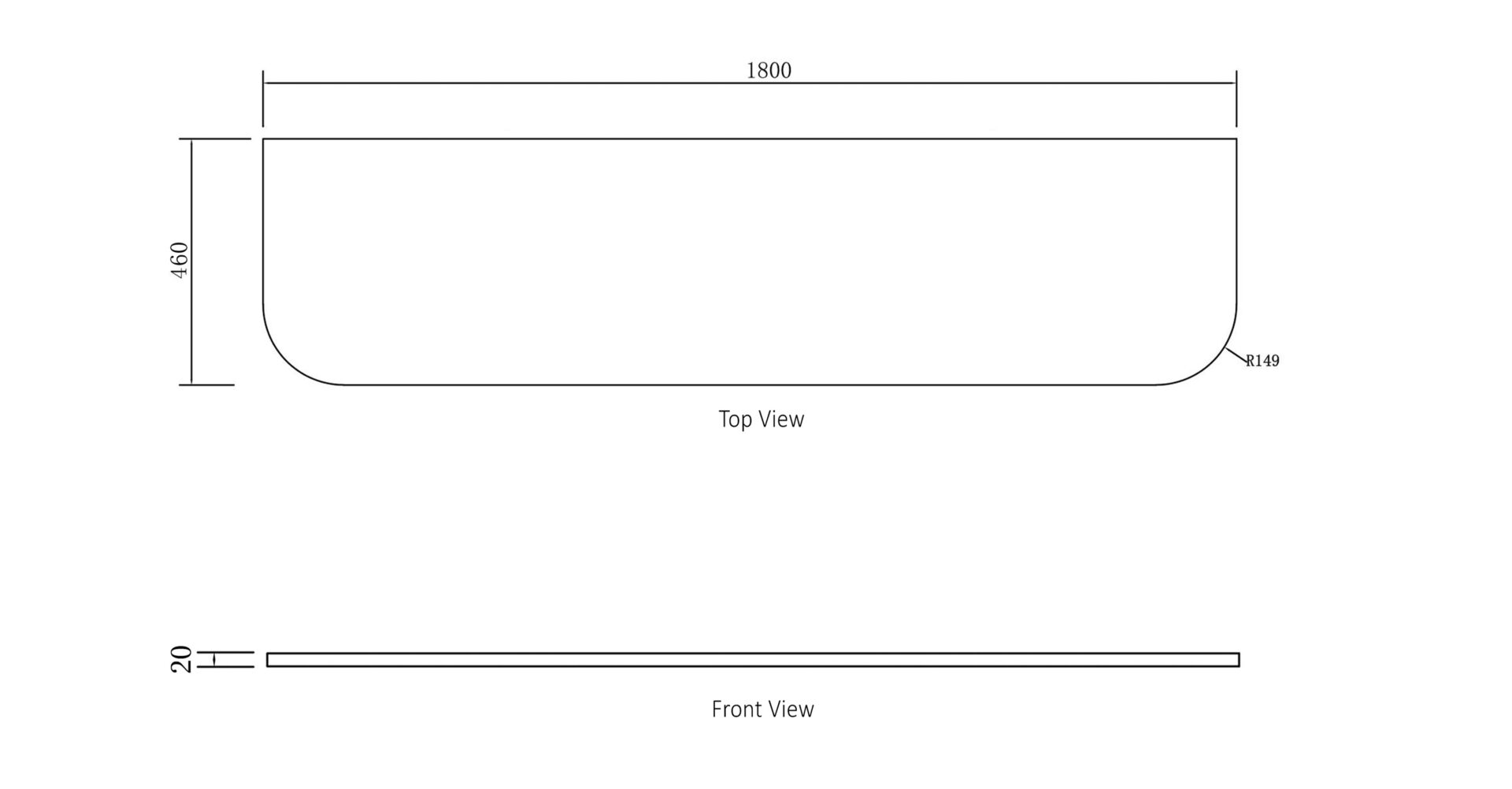 Bondi 1800x460x20 Solid Surface Cloudy Carrara Top No Hole - Image 2