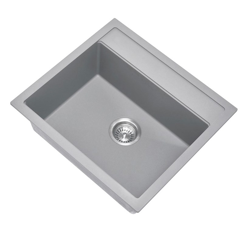 Concrete Grey Carysil Waltz 560FE Granite Single Bowl Stone Kitchen Sink 560*510mm