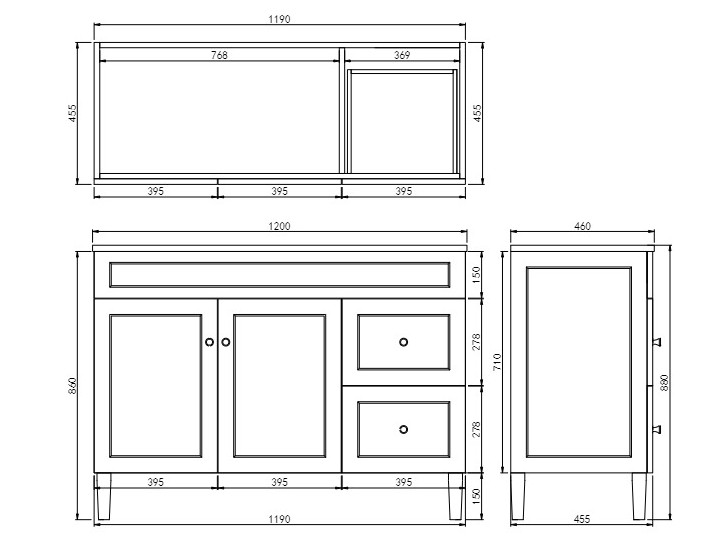 Harold Federation Free Standing Vanity 1200mm - Image 10