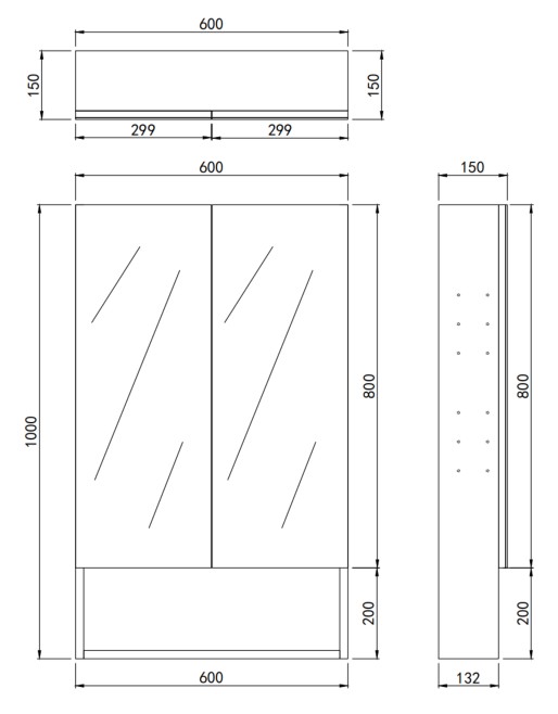 Clark Plywood Mirror Cabinet Sandy Oak 600mm - Image 5