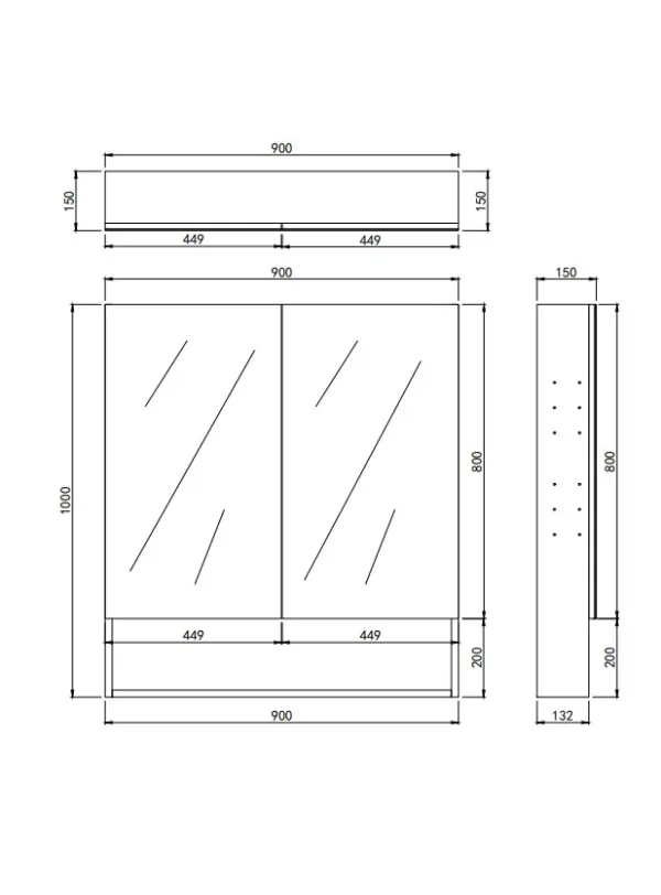 Clark Plywood Mirror Cabinet Sandy Oak 900mm - Image 4