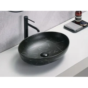 Carey Fine Ceramic Above Counter Basin Matt Marble Black 520x395