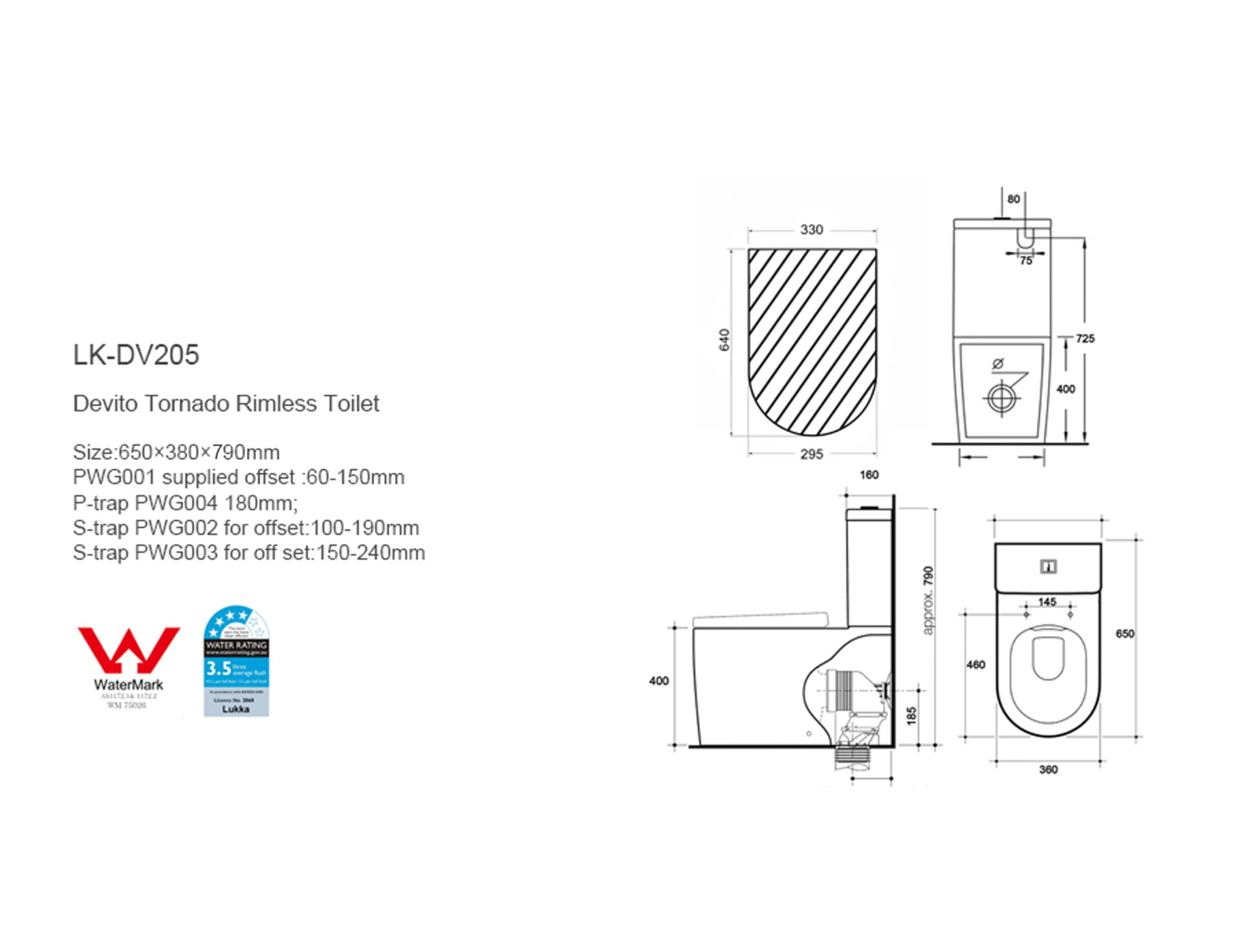 Devito Tornado Rimless Toilet Suite - Image 5