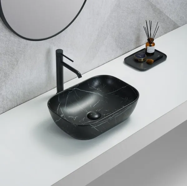 Ellips Fine Ceramic Above counter Basins Matt marble Black 460x320 - Image 2