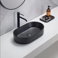 Ellips Fine Ceramic Above counter Basins Matt Black 525x300 - Image 2
